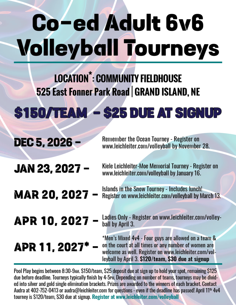 Nebraska Adult Indoor Volleyball Tournaments